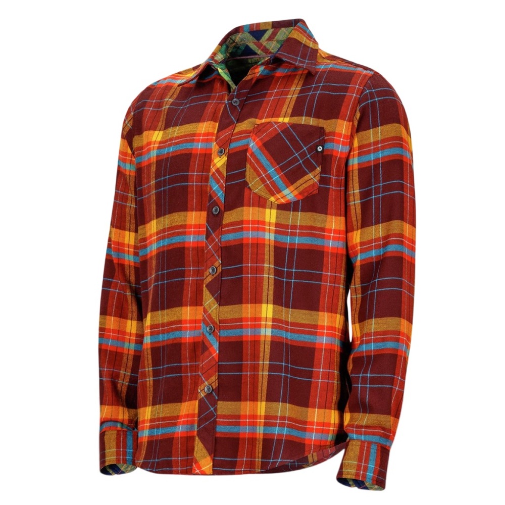 Marmot‎ Men Brown Plaid Anderson Flannel Long-Sleeve Button-Down Shirt Large EUC